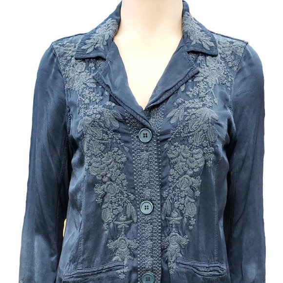 Johnny Was Crosyen Satin Jacket, IRON GATE- P41919-2